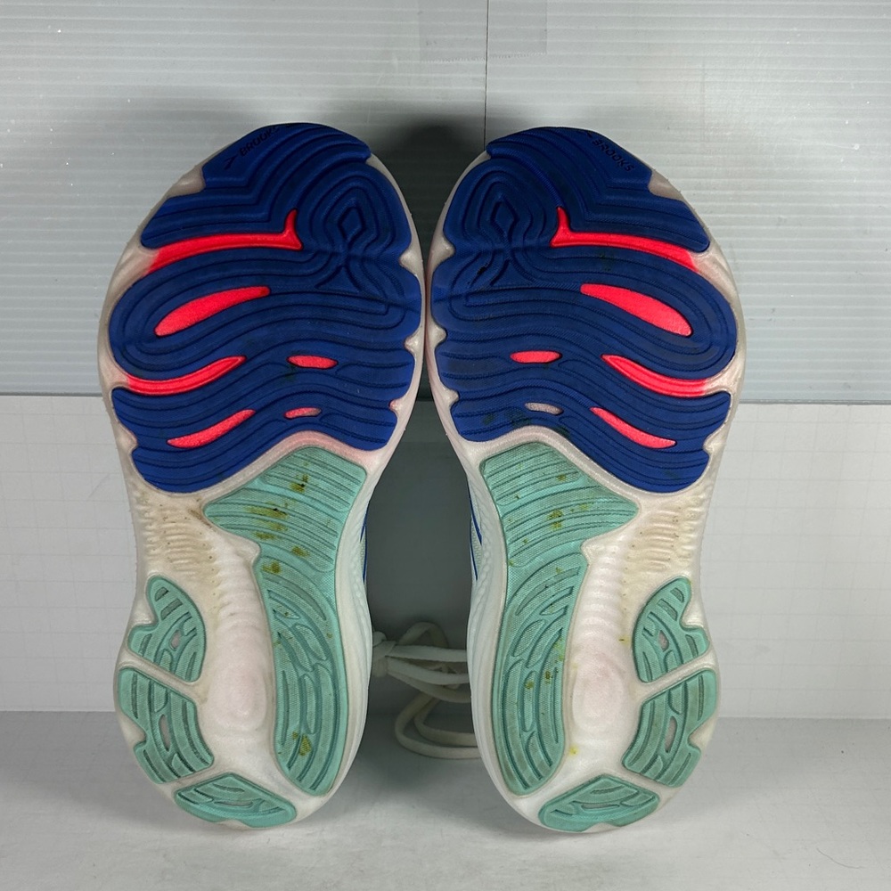 Brooks  Glycerin 22 Women's 7D wide shoe Athletic Shoes - White and Blue B1 - Picture 8 of 9